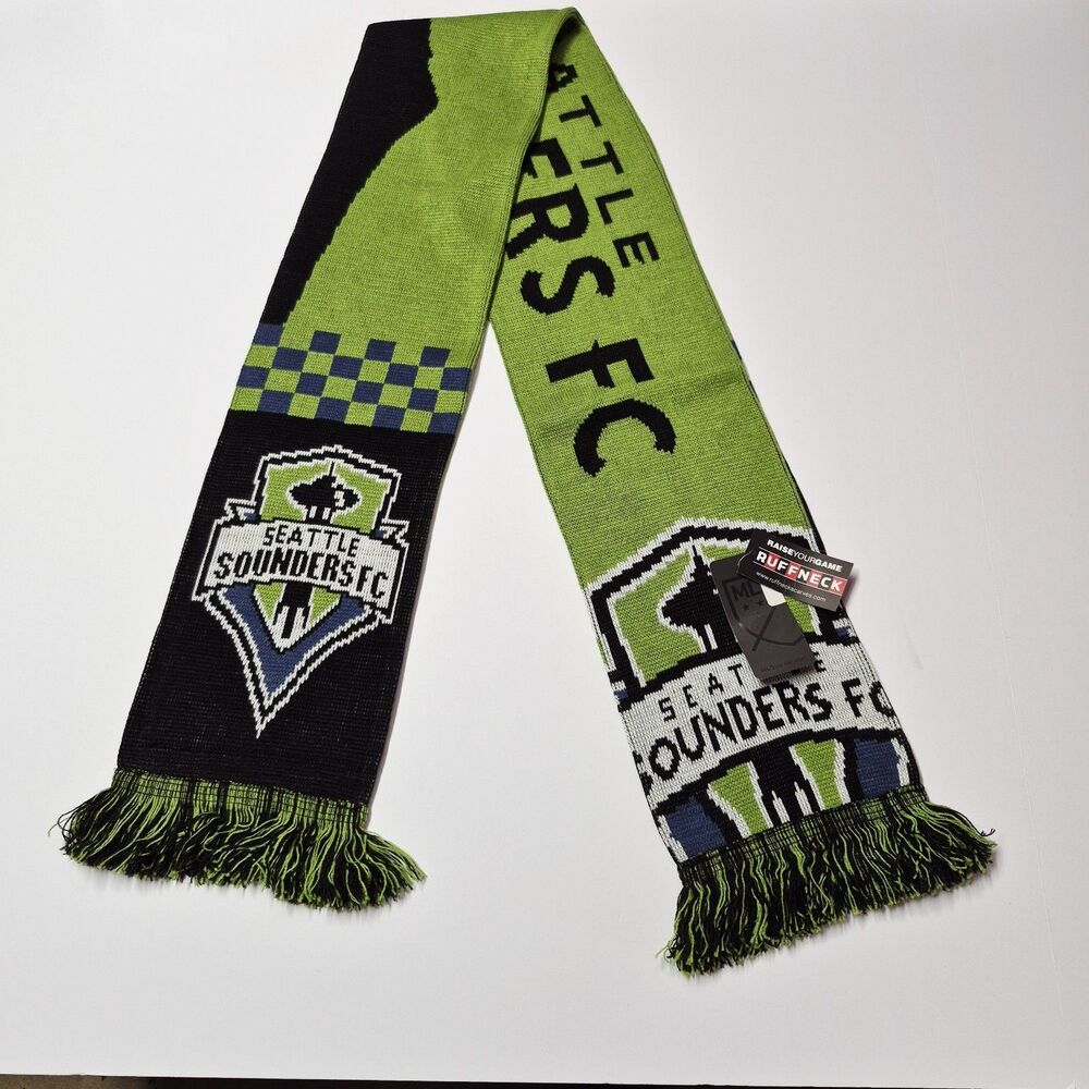 NWT Seattle Sounders FC Ruffneck Scarf MLS Checkered Skyline Green Black Soccer